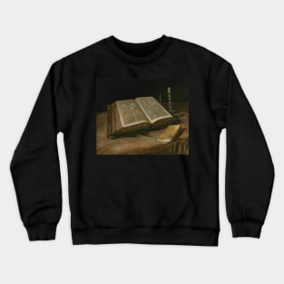 Van Gogh - Still Life with Open Bible, Extinguished Candle and Novel also Still Life with Bible, 1885 Crewneck Sweatshirt